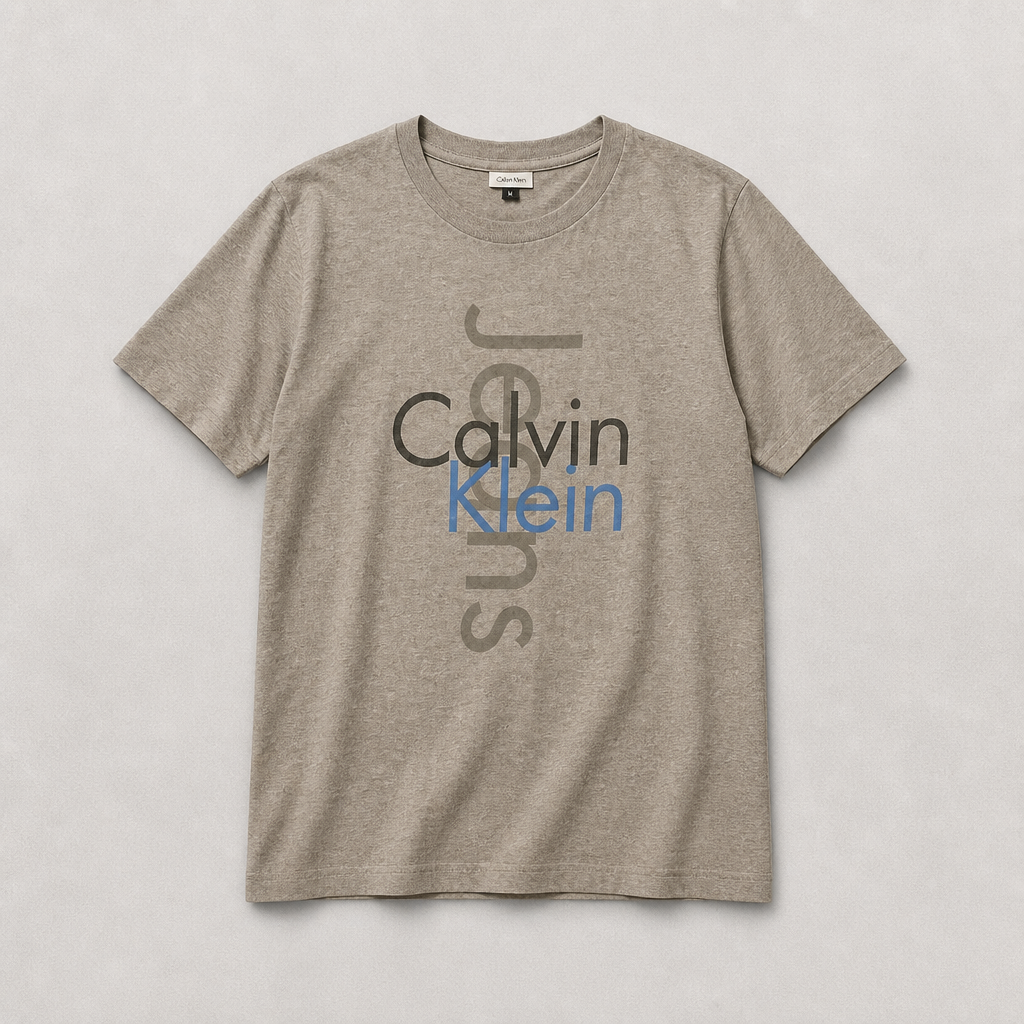 T-shirt vintage Calvin Klein Jeans logo gris chiné Made in USA 90s – Mixte – Taille M | Mode Seconde
