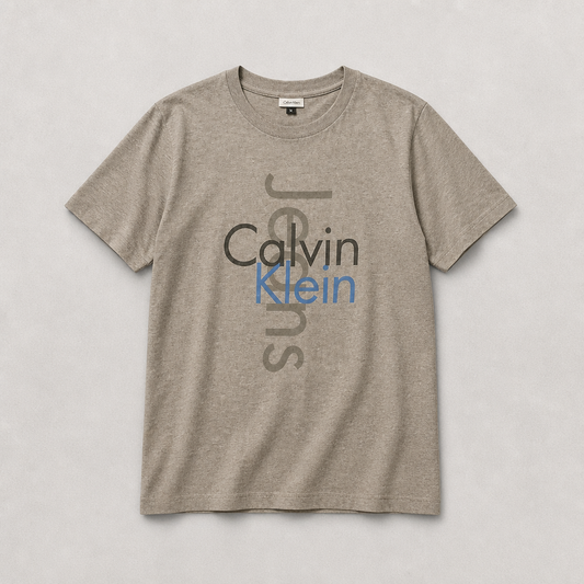 T-shirt vintage Calvin Klein Jeans logo gris chiné Made in USA 90s – Mixte – Taille M | Mode Seconde