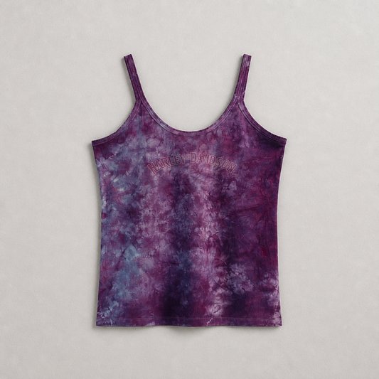Débardeur officiel Harley-Davidson tie-dye violet prune 100% coton concession Wichita femme taille XL – Mode Seconde