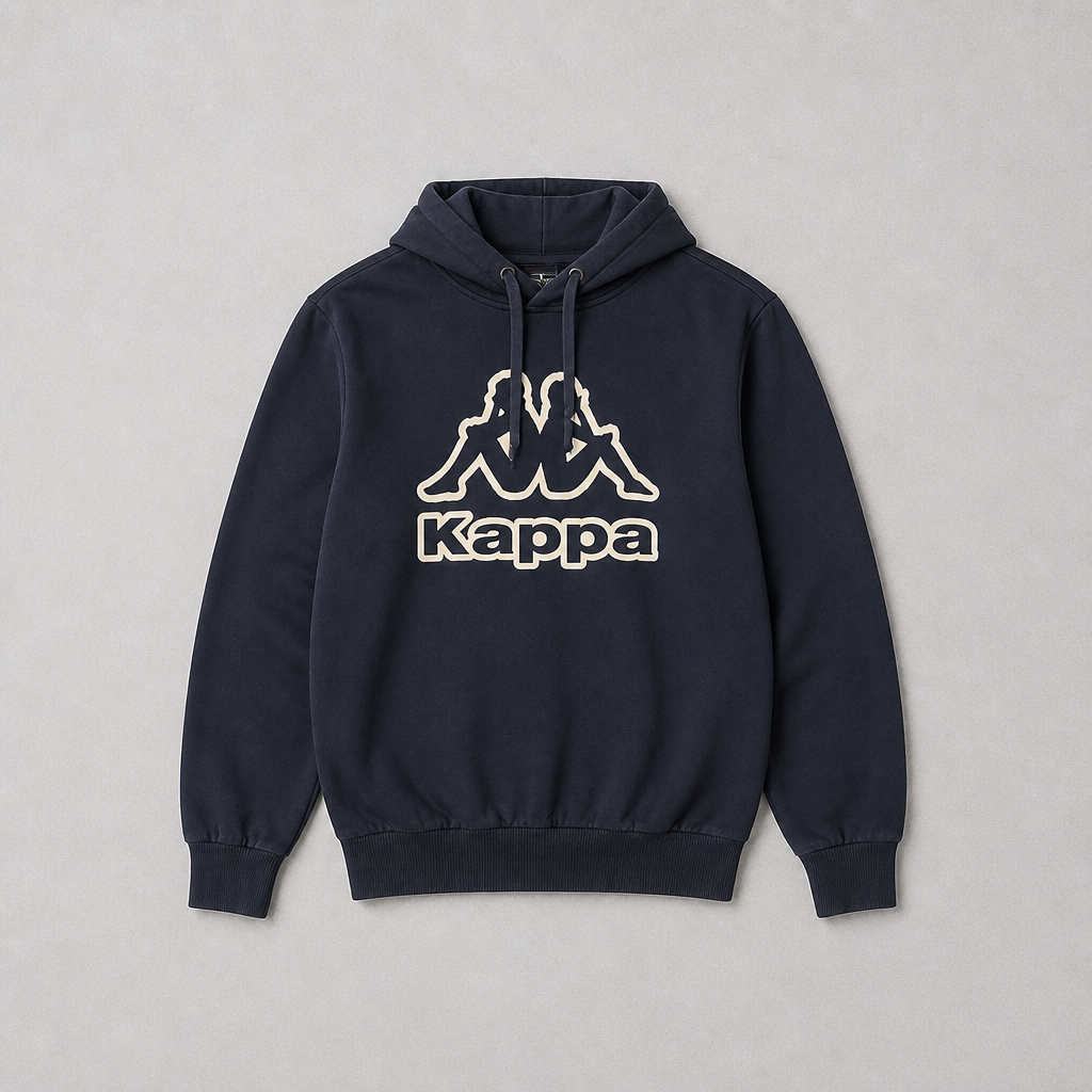 Sweat à capuche Kappa logo Omini bleu marine poche kangourou coton polyester homme taille M – Mode Seconde