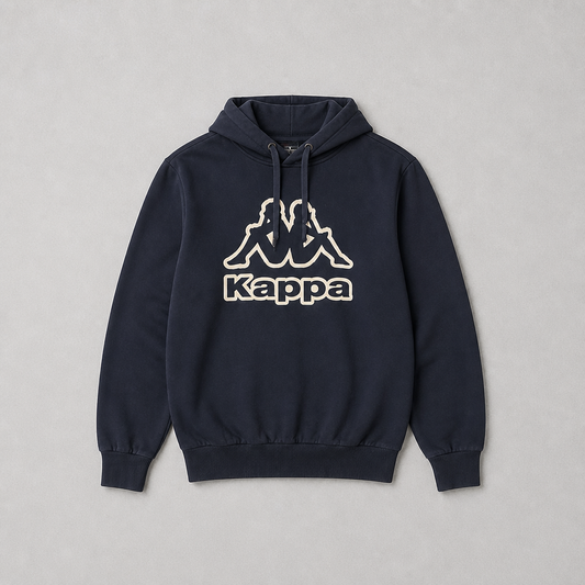 Sweat à capuche Kappa logo Omini bleu marine poche kangourou coton polyester homme taille M – Mode Seconde