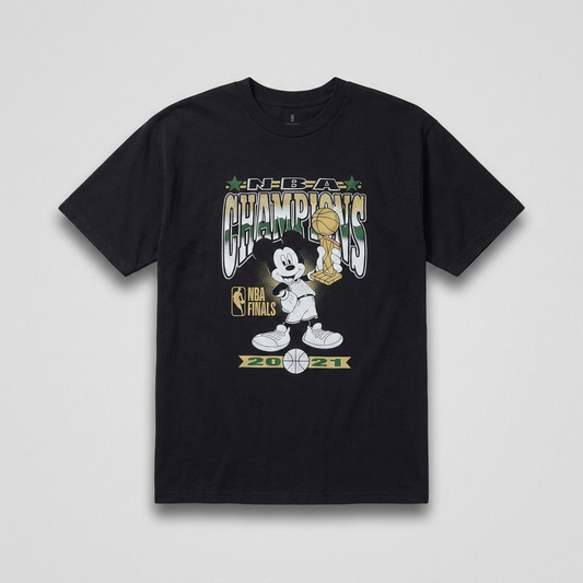 T-shirt collector Disney x Junk Food Milwaukee Bucks NBA Champions 2021 noir Mickey trophée coton premium mixte taille XL – Mode Seconde