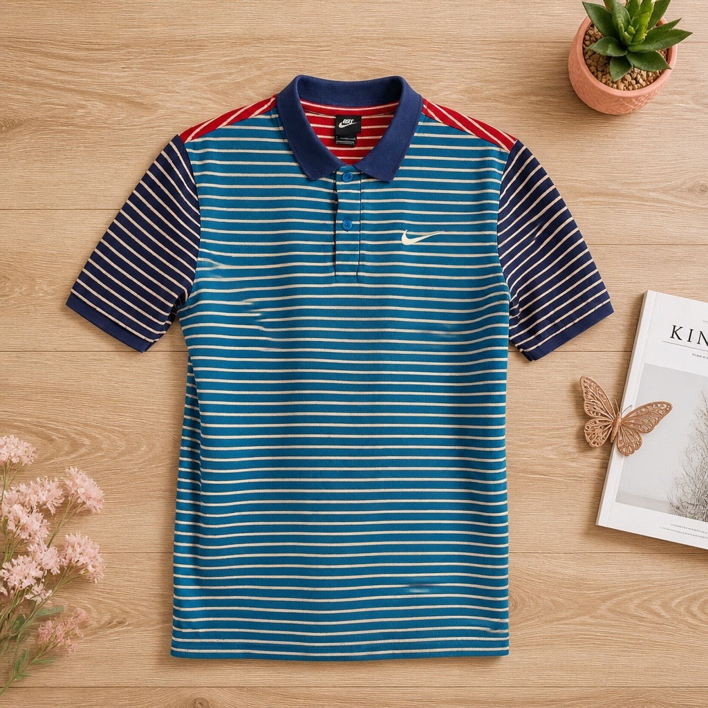 🌈👕 Polo Nike à Rayures Multicolores - Joyeux & Sportif