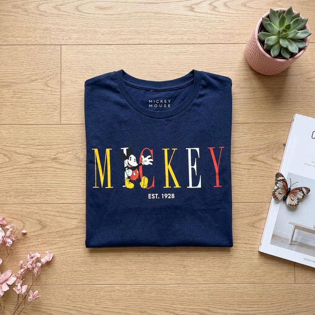 T-shirt Disney Mickey Mouse Est. 1928 Bleu Marine – Taille L | Seconde Main