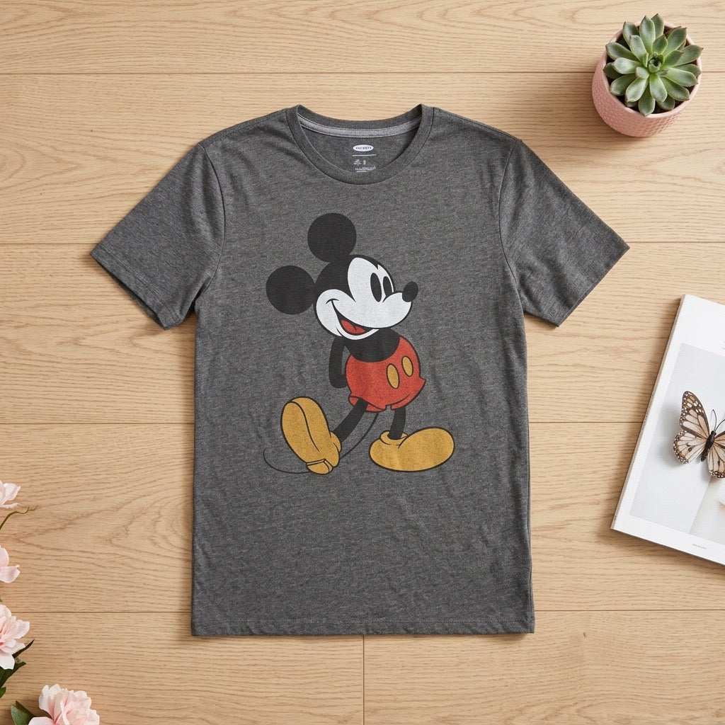 T-shirt Old Navy x Disney Mickey Mouse Vintage Gris Anthracite – Taille XS | Seconde Main
