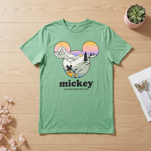 T-shirt Disney Mickey Outdoor Adventures Vert – Taille S | Seconde Main