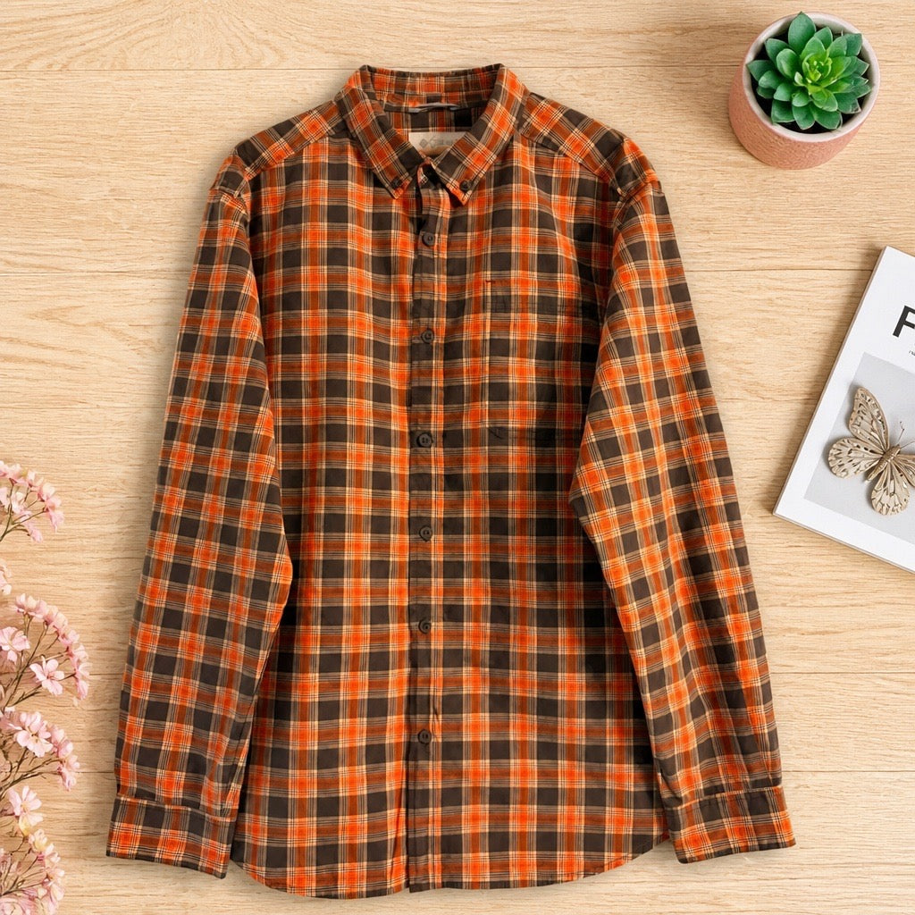 Camicia Columbia a quadri Nero & Arancione - L/XL