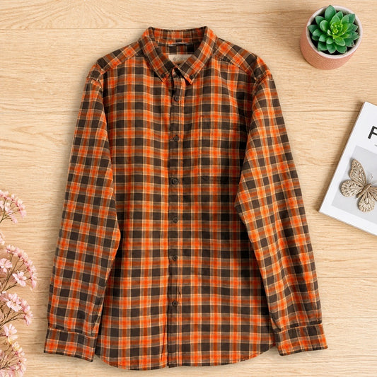 Camisa Columbia a cuadros Negro y Naranja - L/XL