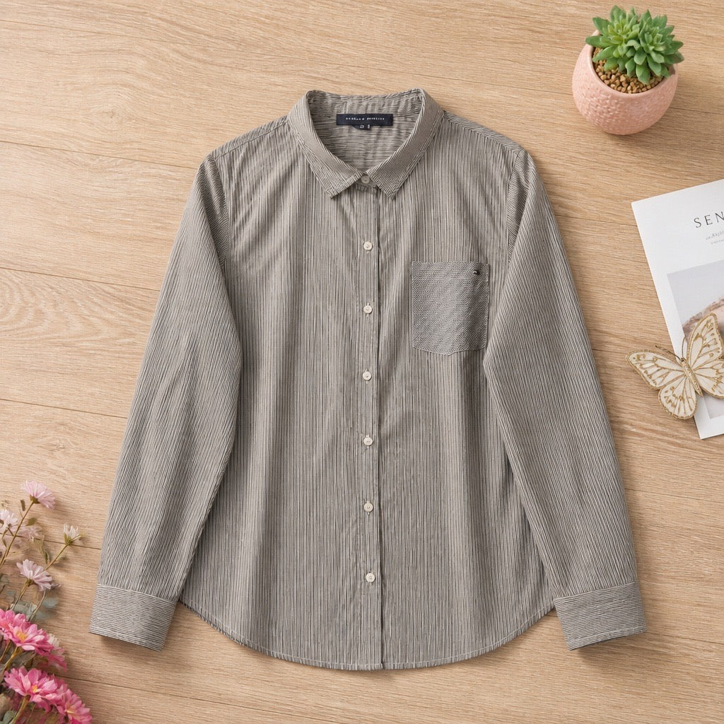 Camisa Tommy Hilfiger Mujer a Rayas - Gris/Blanco