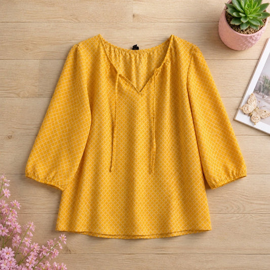 Blouse Banana Republic Col V Jaune/Blanc - Éclatante & Féminine