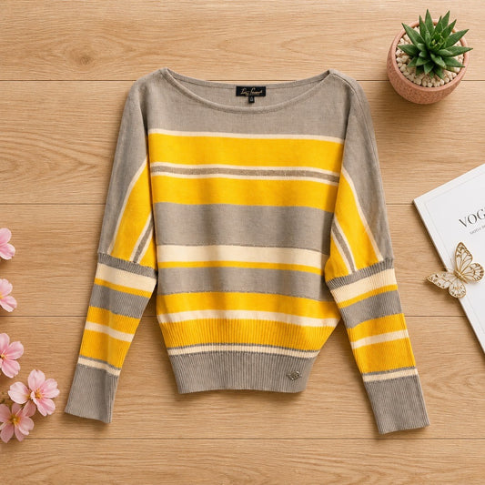💛 Felpa Luisa Spagnoli a Righe Grigio/Giallo - Lusso Casual