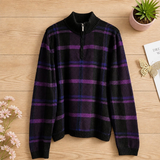 Sweat à Carreaux Lauren Ralph Lauren - Noir/Violet/Bleu - Taille M