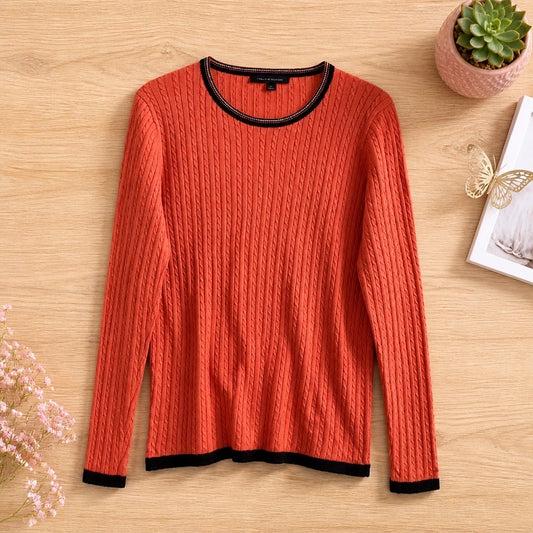 🍑 Sweat Câblé Tommy Hilfiger - Corail - Taille L/G