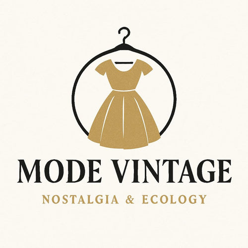 Logo mode vintage avec robe sur cintre, nostalgie et écologie