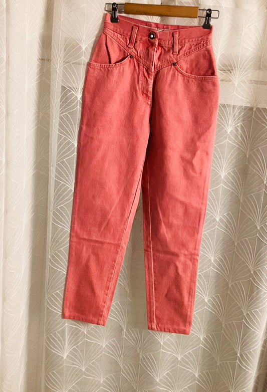 Jean Cappopera vintage Mom taille haute rose corail Made in Italy 34/36