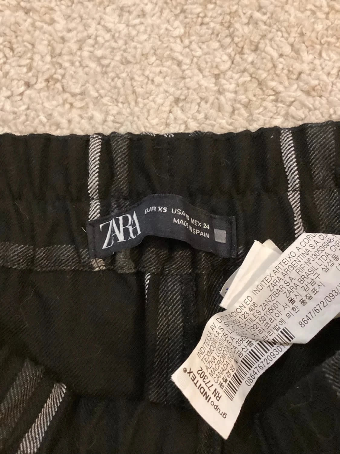 Pantalon Zara XS Noir & Gris
