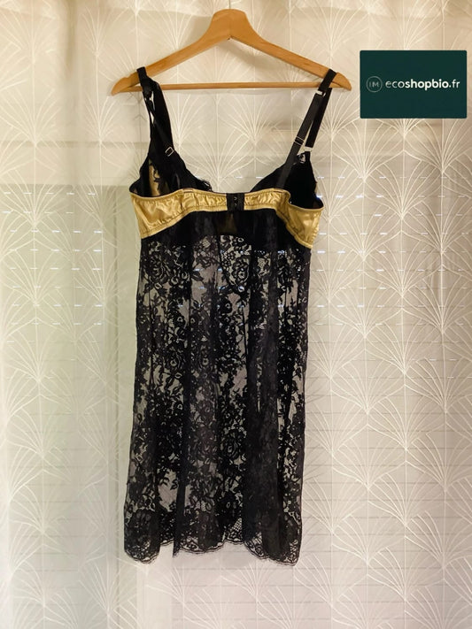 Robe de Nuit Noir et Beige - Taille M