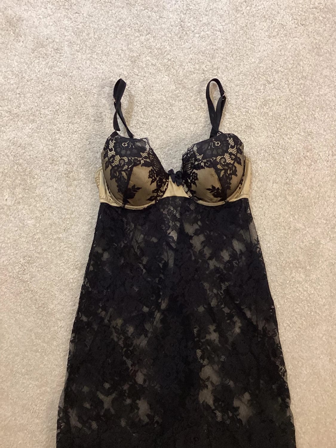 Robe de Nuit Noir et Beige - Taille M