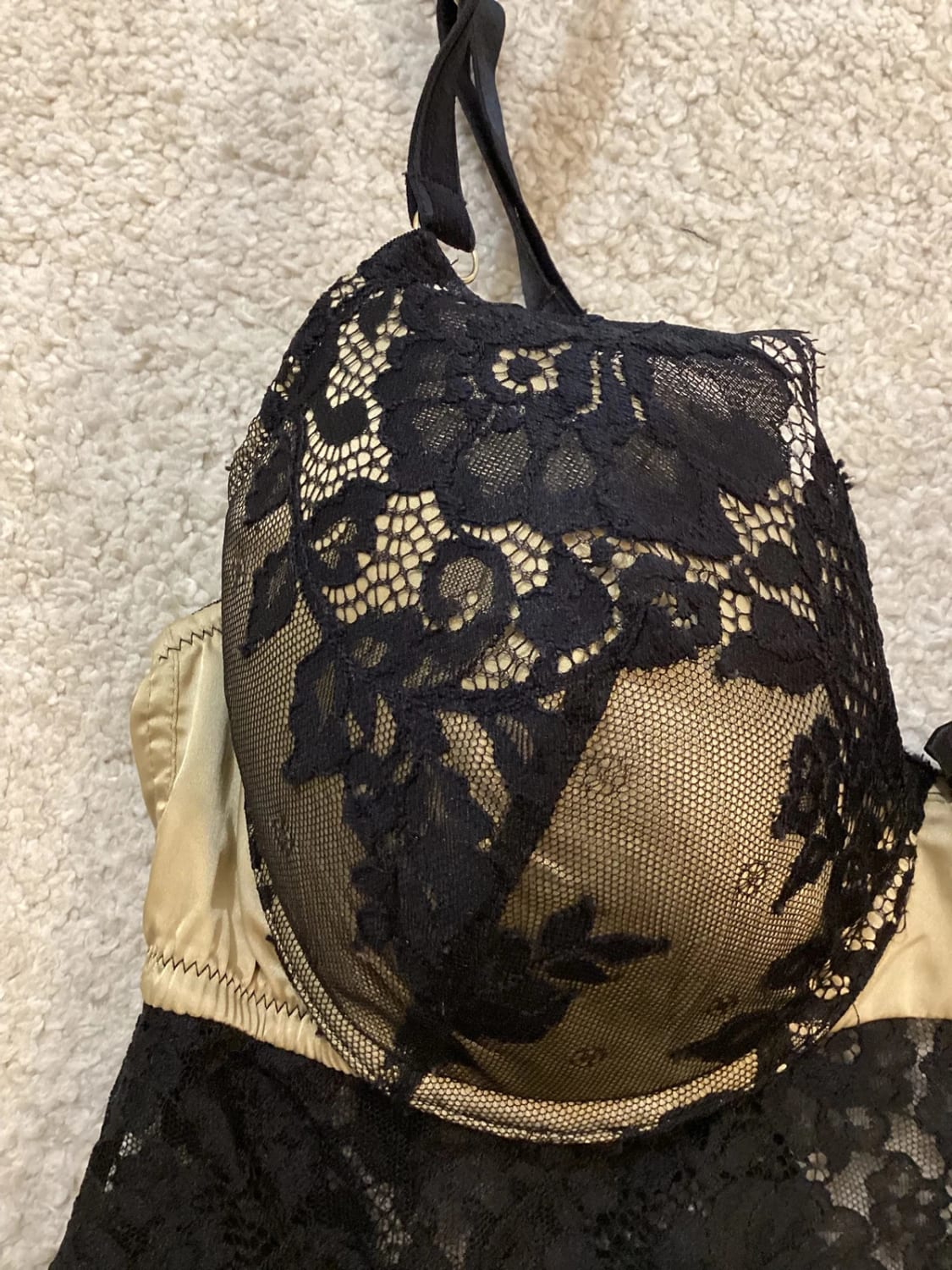 Robe de Nuit Noir et Beige - Taille M