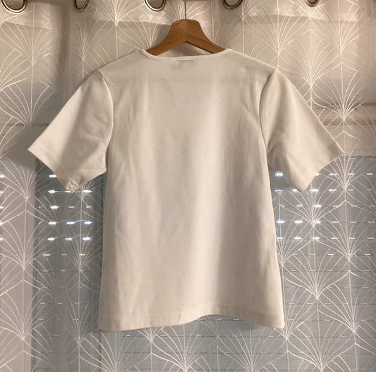 T-shirt blanc en coton, vêtement d'occasion de qualité premium