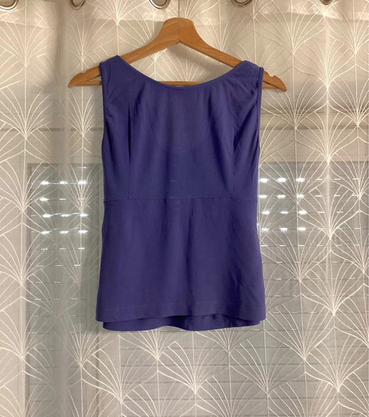 Top violet sans manches en coton, vêtement seconde main mode femme