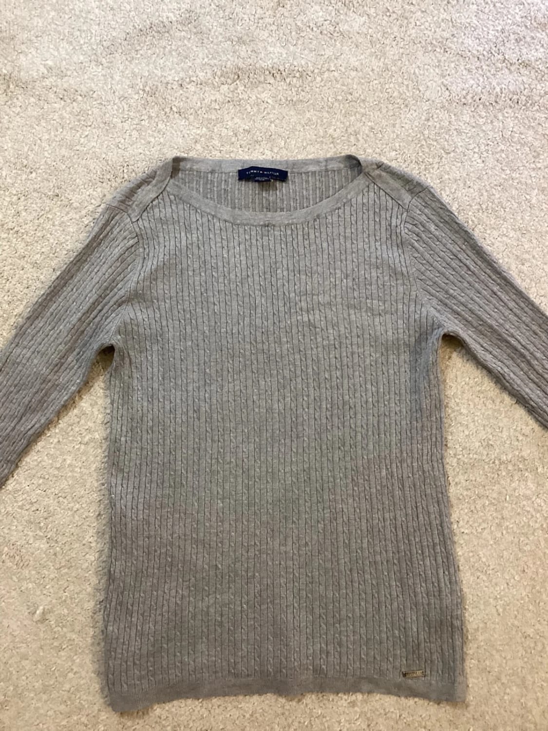 Pull Fin Torsá Tommy Hilfiger Beige Taupe Viscose/Nylon Col Rond – Femme – Taille L