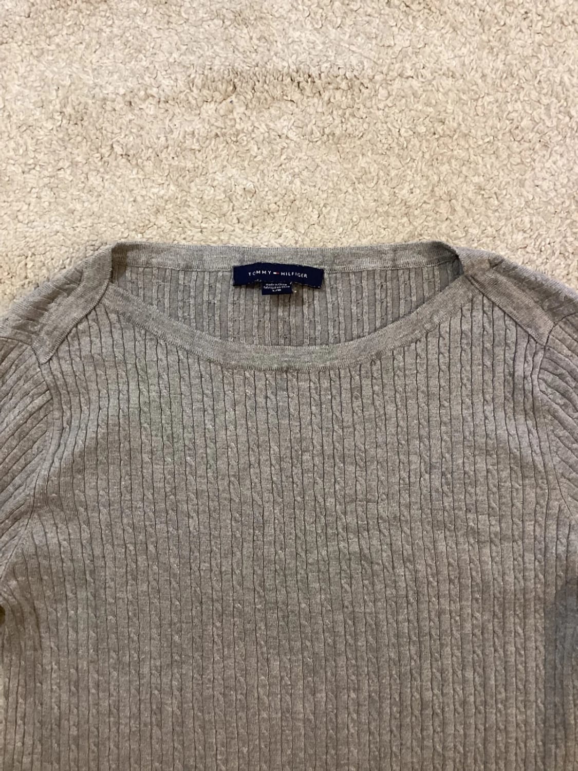 Pull Fin Torsá Tommy Hilfiger Beige Taupe Viscose/Nylon Col Rond – Femme – Taille L