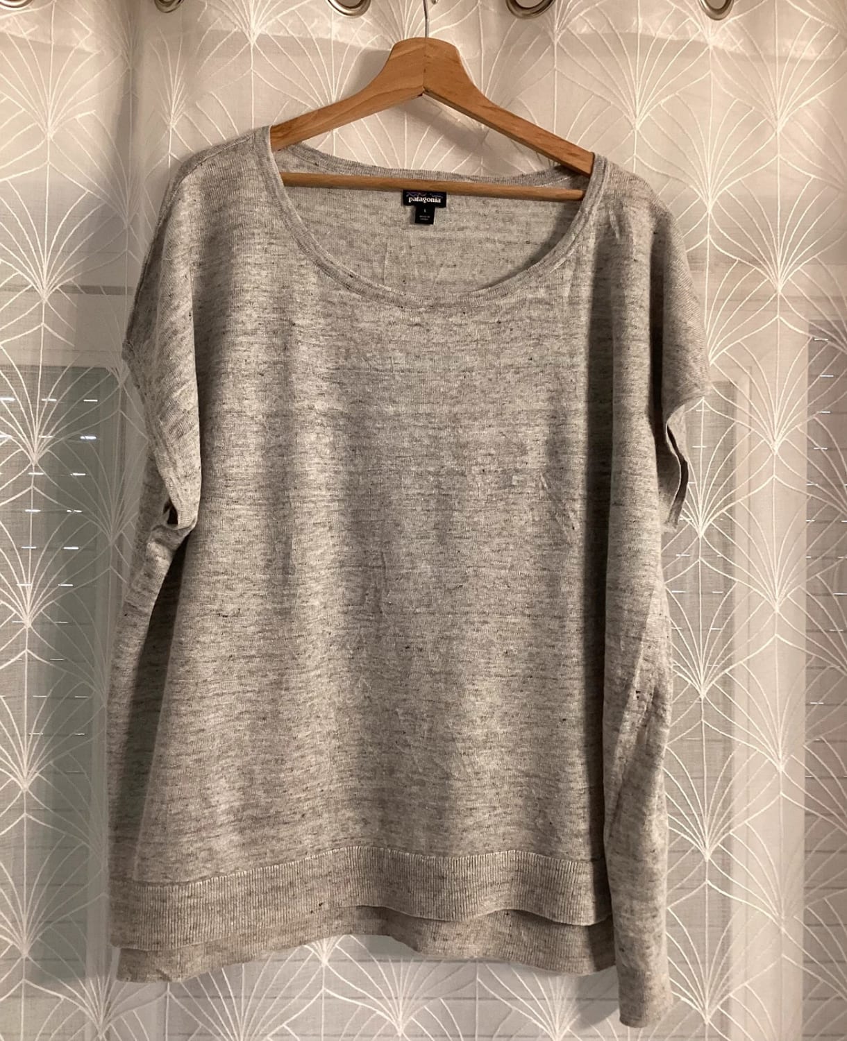 Haut Ample Boxy Fit Patagonia Gris Chiné Maille Côtelée – Femme – Taille L