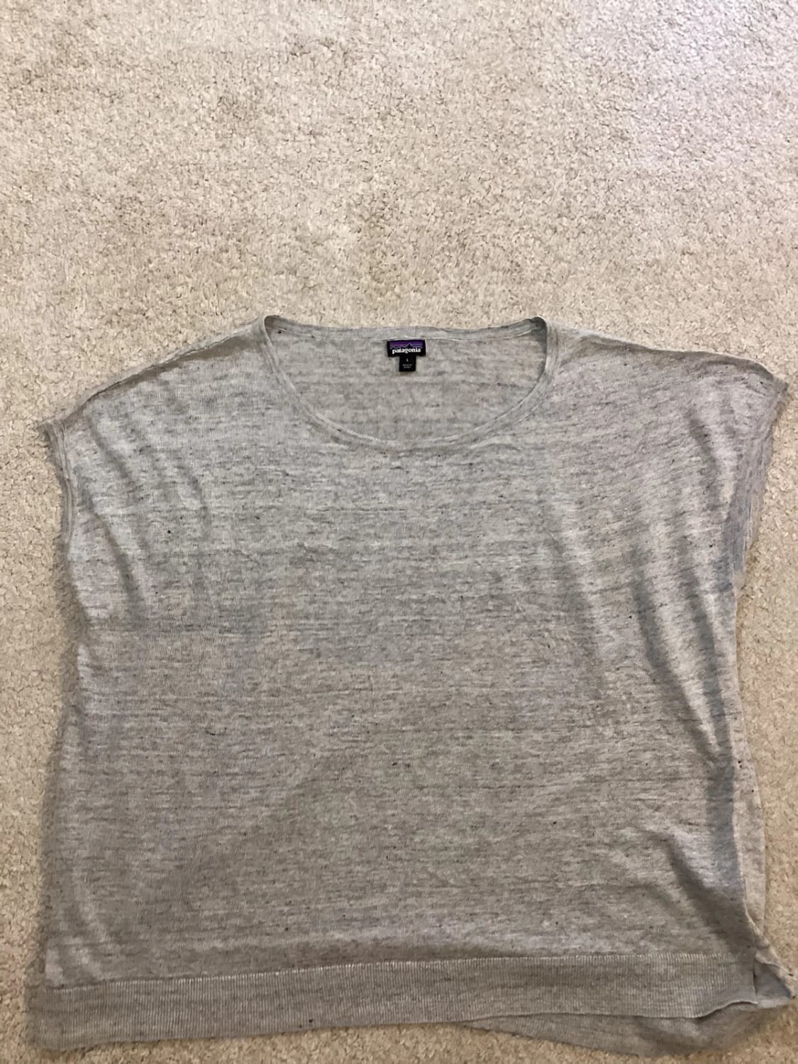 Haut Ample Boxy Fit Patagonia Gris Chiné Maille Côtelée – Femme – Taille L