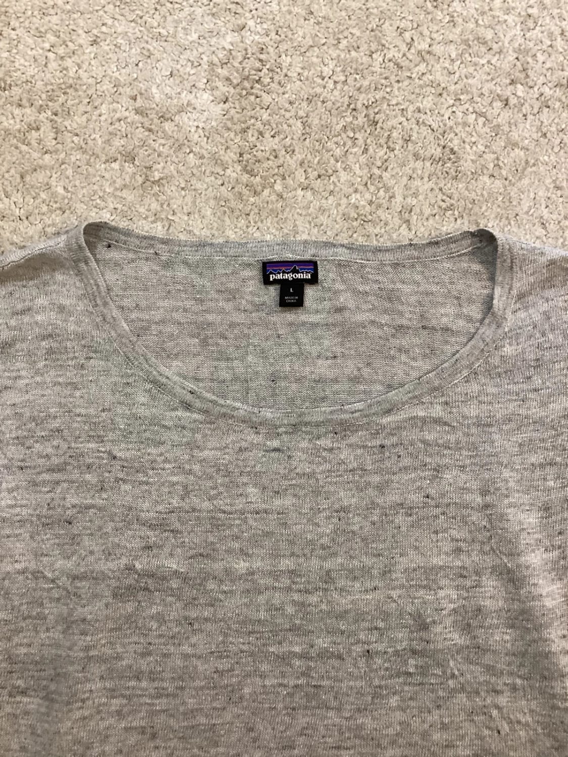 Haut Ample Boxy Fit Patagonia Gris Chiné Maille Côtelée – Femme – Taille L