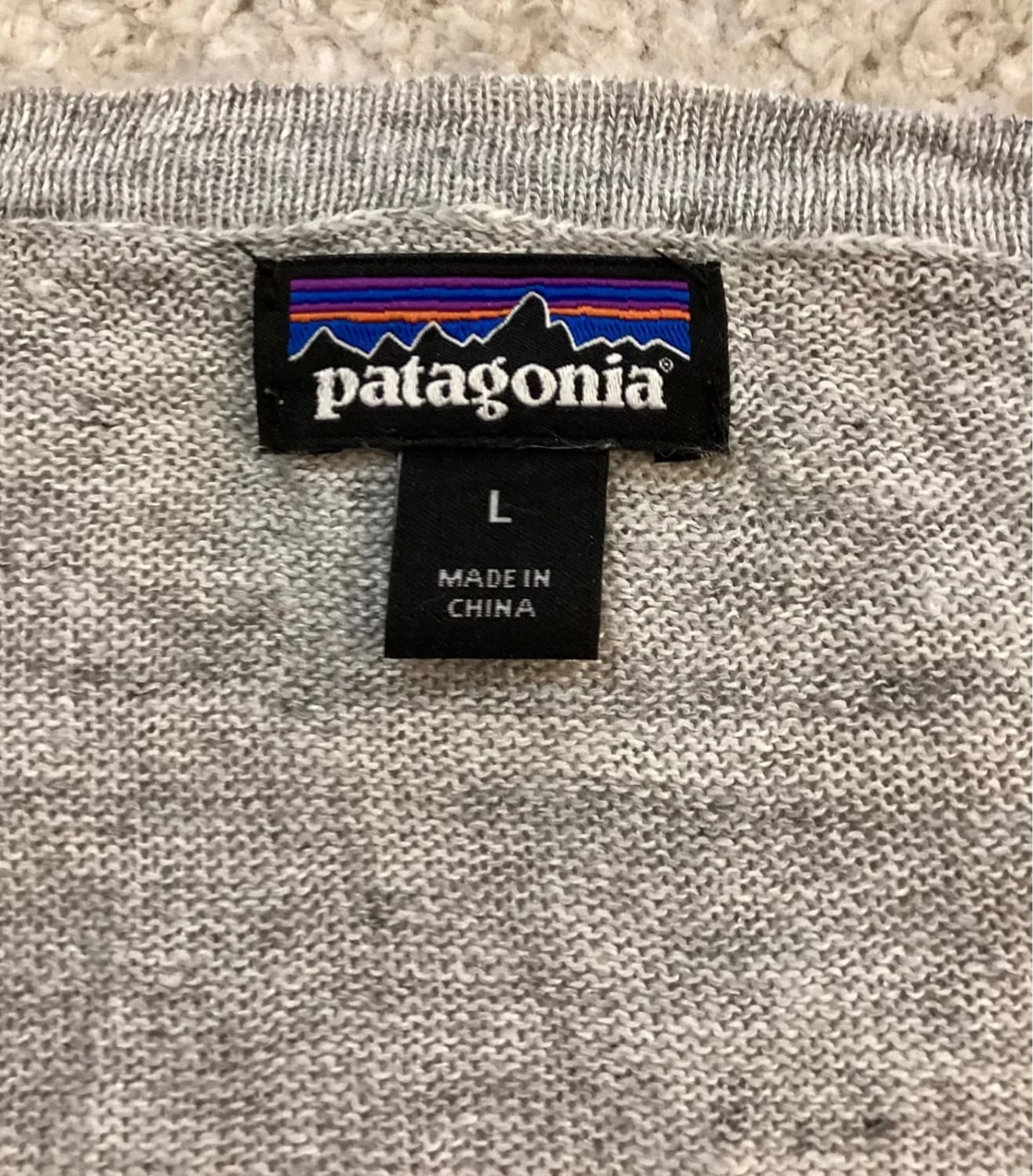 Haut Ample Boxy Fit Patagonia Gris Chiné Maille Côtelée – Femme – Taille L