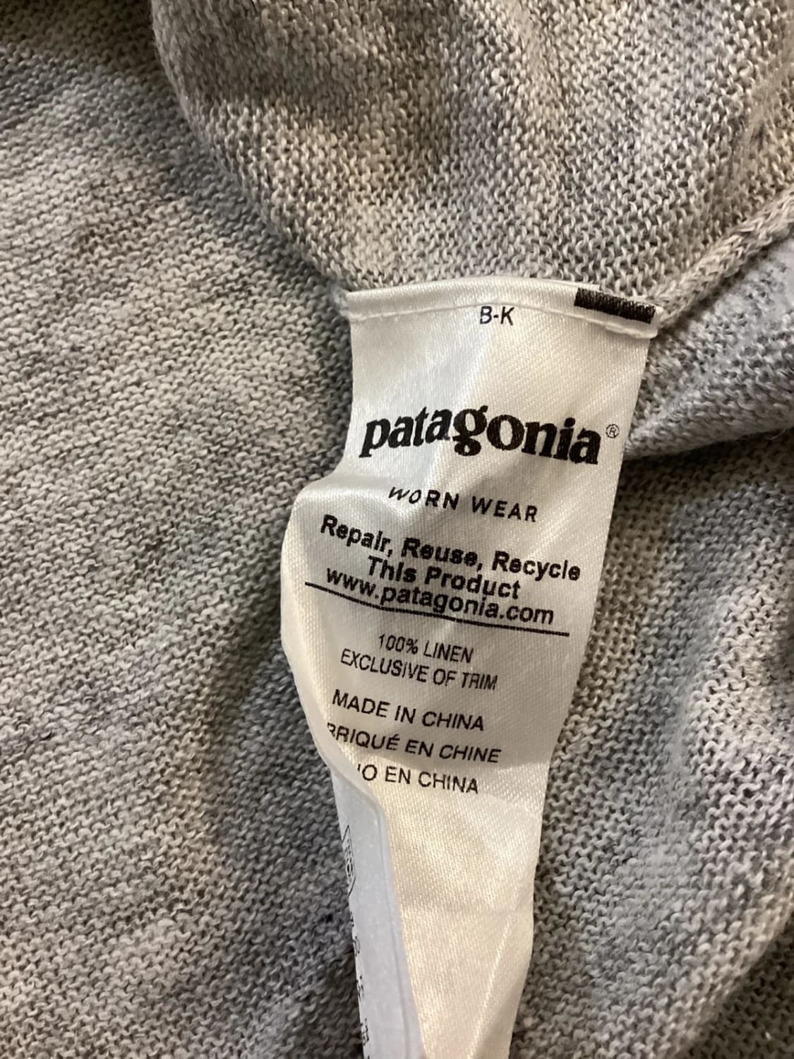 Haut Ample Boxy Fit Patagonia Gris Chiné Maille Côtelée – Femme – Taille L