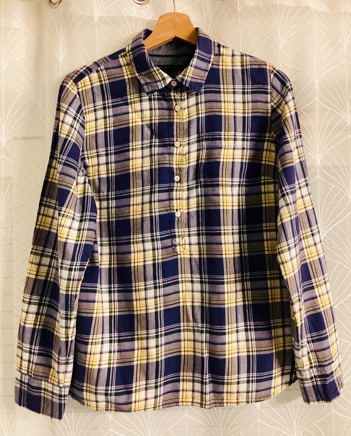 💜💛 Chemise Tommy Hilfiger Color Block - Violet, Jaune, Blanc - Taille M