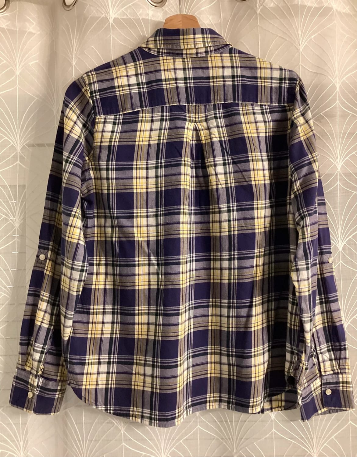 💜💛 Chemise Tommy Hilfiger Color Block - Violet, Jaune, Blanc - Taille M