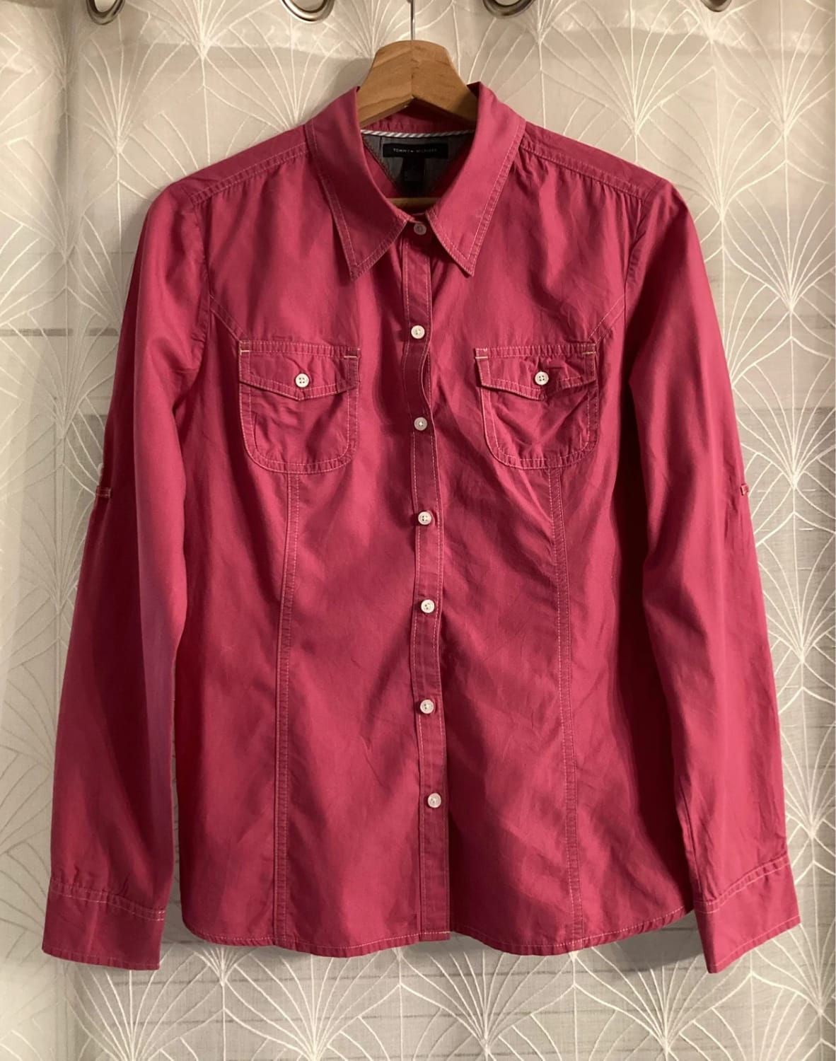 💖 Chemise Tommy Hilfiger Fuchsia Uni - Taille M - Coton