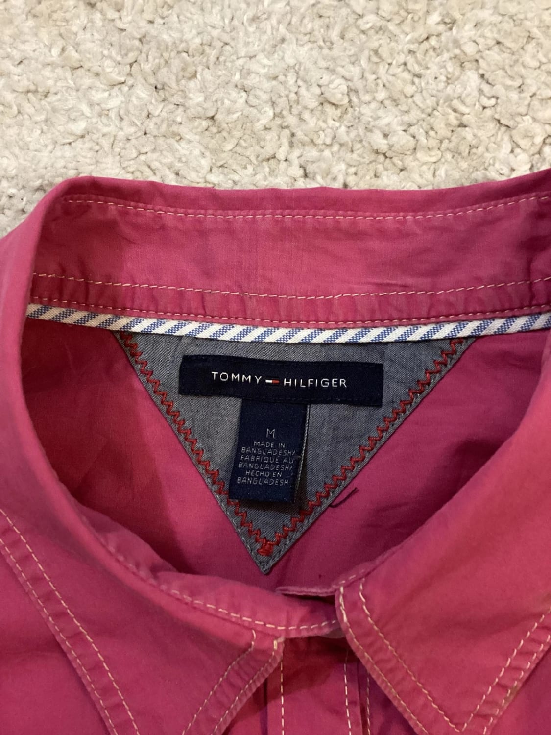 💖 Chemise Tommy Hilfiger Fuchsia Uni - Taille M - Coton