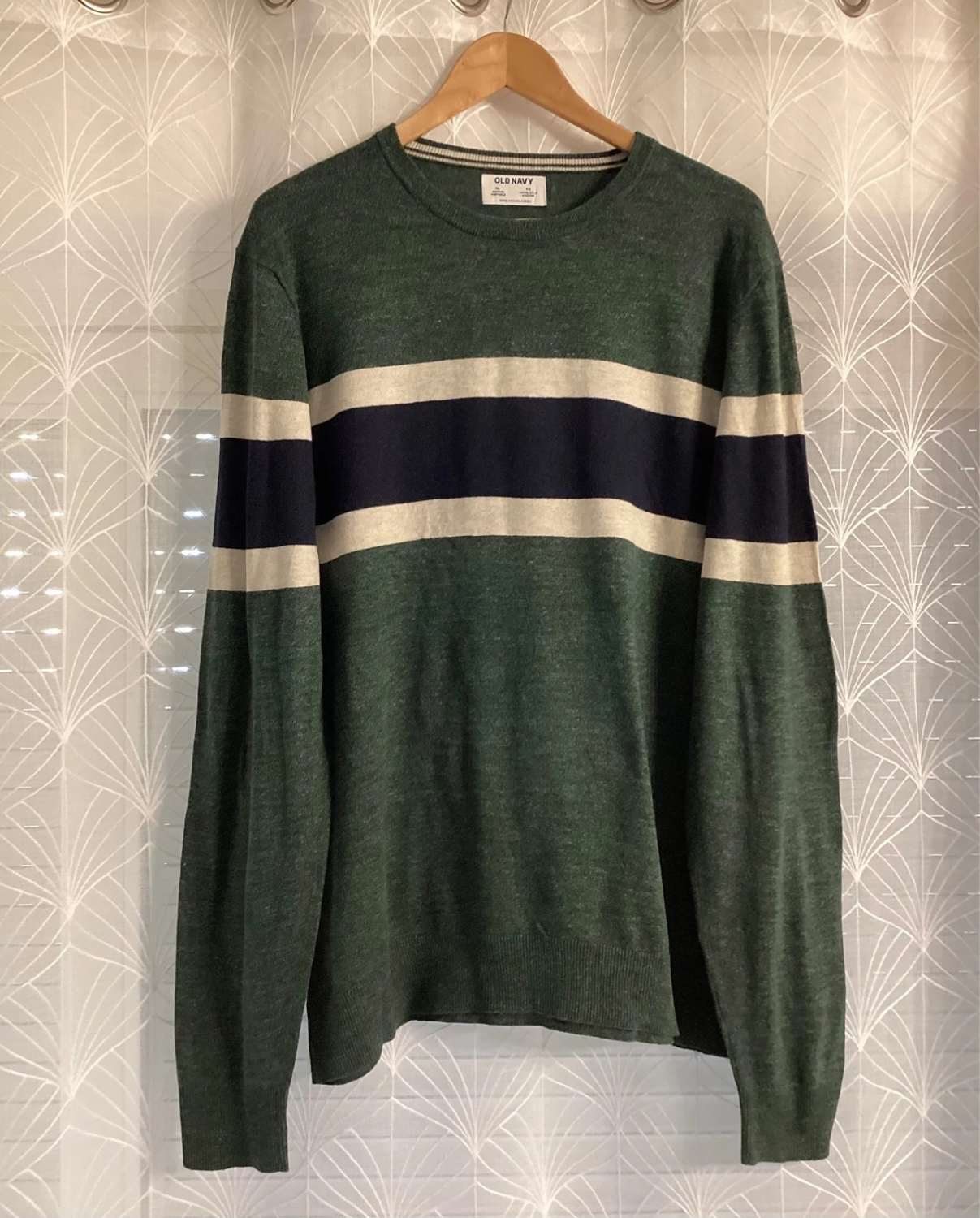 🍃 Sweat Old Navy à Rayures - Vert Foncé/Beige/Marine - XLTG
