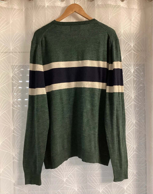 🍃 Sweat Old Navy à Rayures - Vert Foncé/Beige/Marine - XLTG