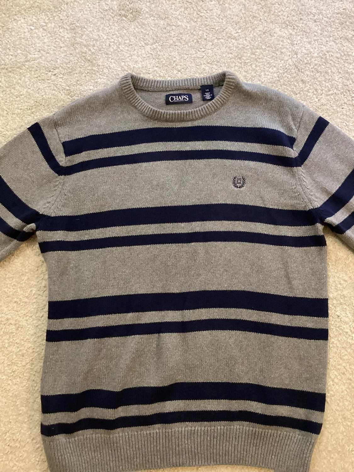 🧶 Sweat Chaps Homme à Rayures - Gris & Marine - Taille L/G