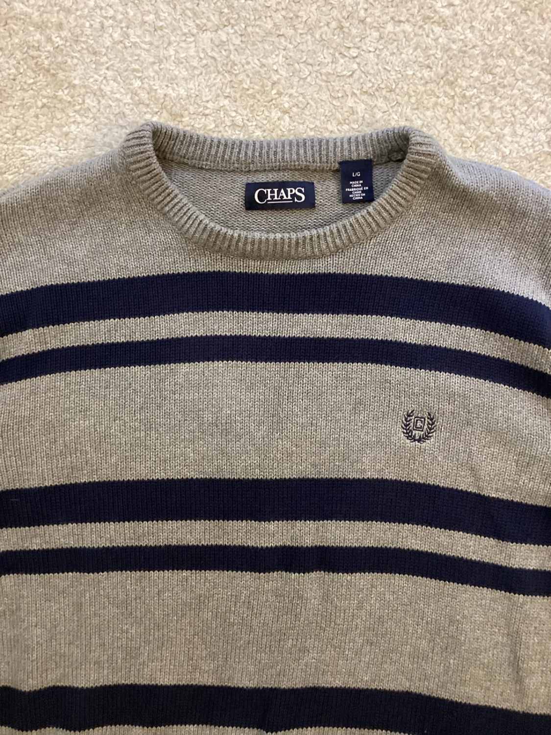 🧶 Sweat Chaps Homme à Rayures - Gris & Marine - Taille L/G