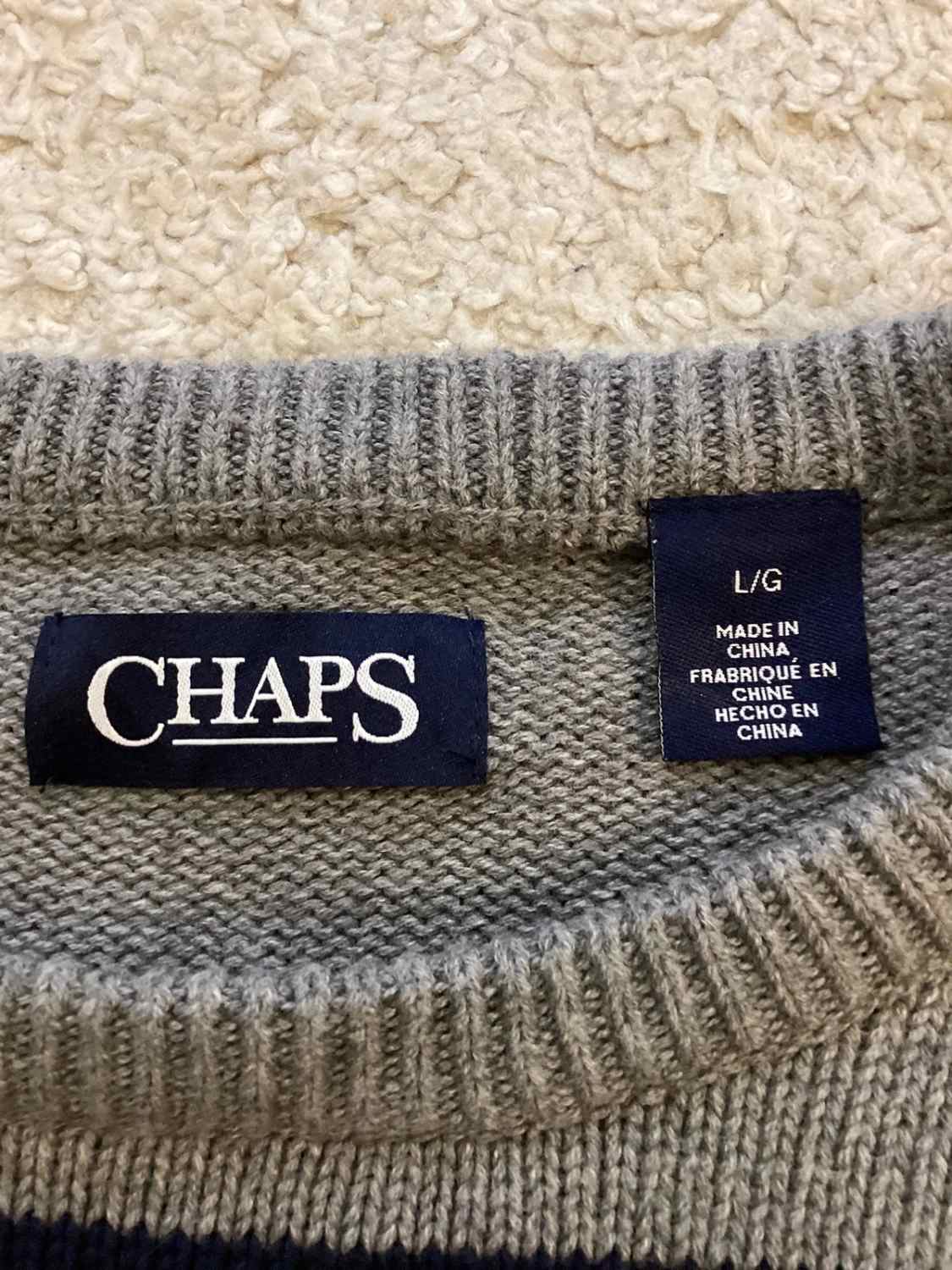 🧶 Sweat Chaps Homme à Rayures - Gris & Marine - Taille L/G