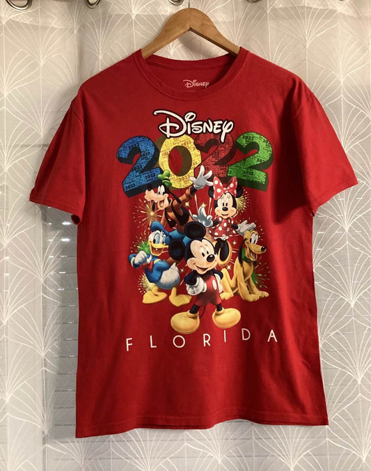 🐭 T-shirt Disney Mickey Mouse Rouge Vif - Taille M - Coton