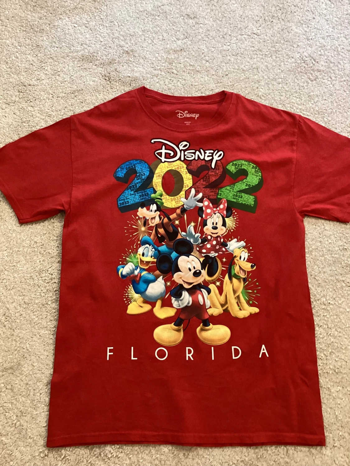 🐭 T-shirt Disney Mickey Mouse Rouge Vif - Taille M - Coton
