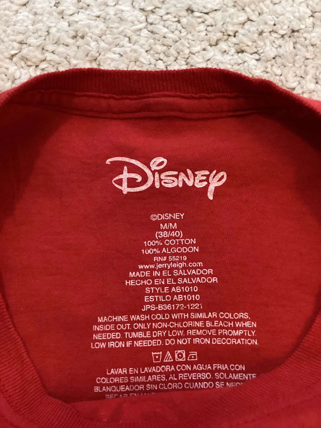 🐭 T-shirt Disney Mickey Mouse Rouge Vif - Taille M - Coton