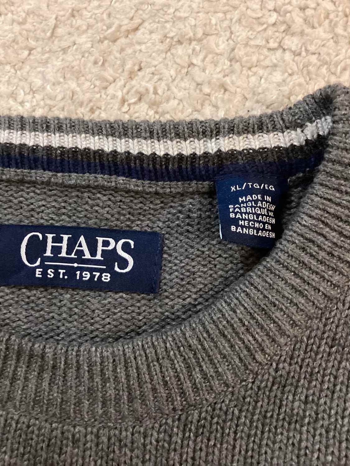 Sweat Chaps Homme - Gris Uni - XLTG - Coton