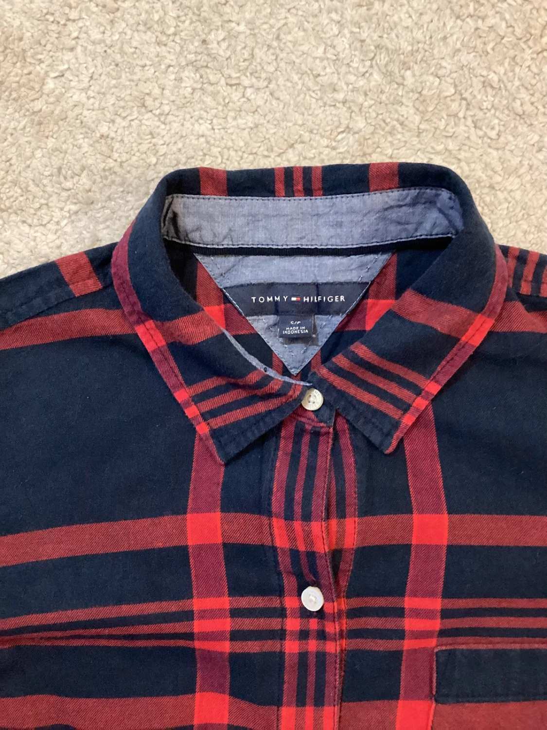 🍷🔵 Chemise Tommy Hilfiger Flanelle - Carreaux Marines & Bordeaux - S/P