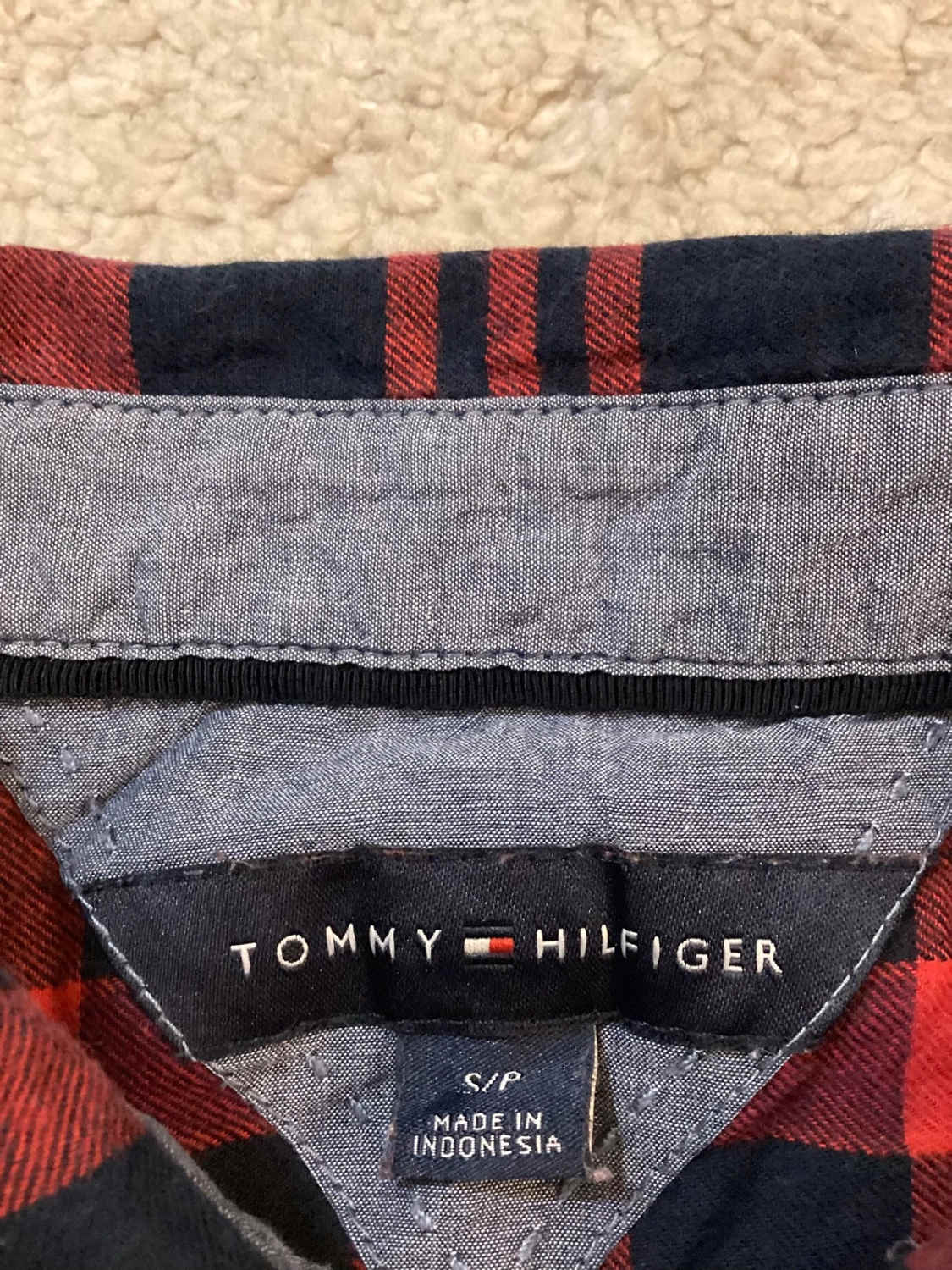 🍷🔵 Chemise Tommy Hilfiger Flanelle - Carreaux Marines & Bordeaux - S/P