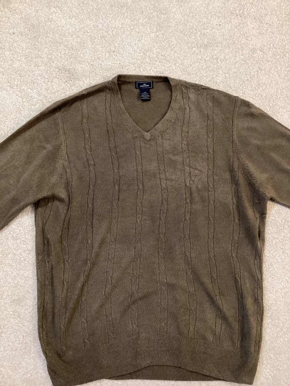 Sweat Dockers Homme Col V - Kaki - Taille L/G - Acrylique