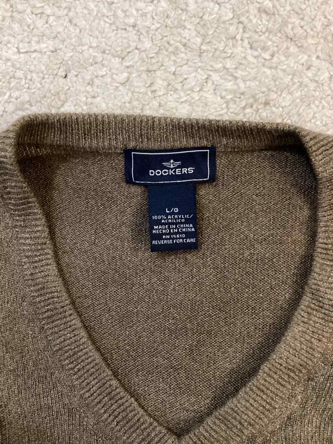 Sweat Dockers Homme Col V - Kaki - Taille L/G - Acrylique