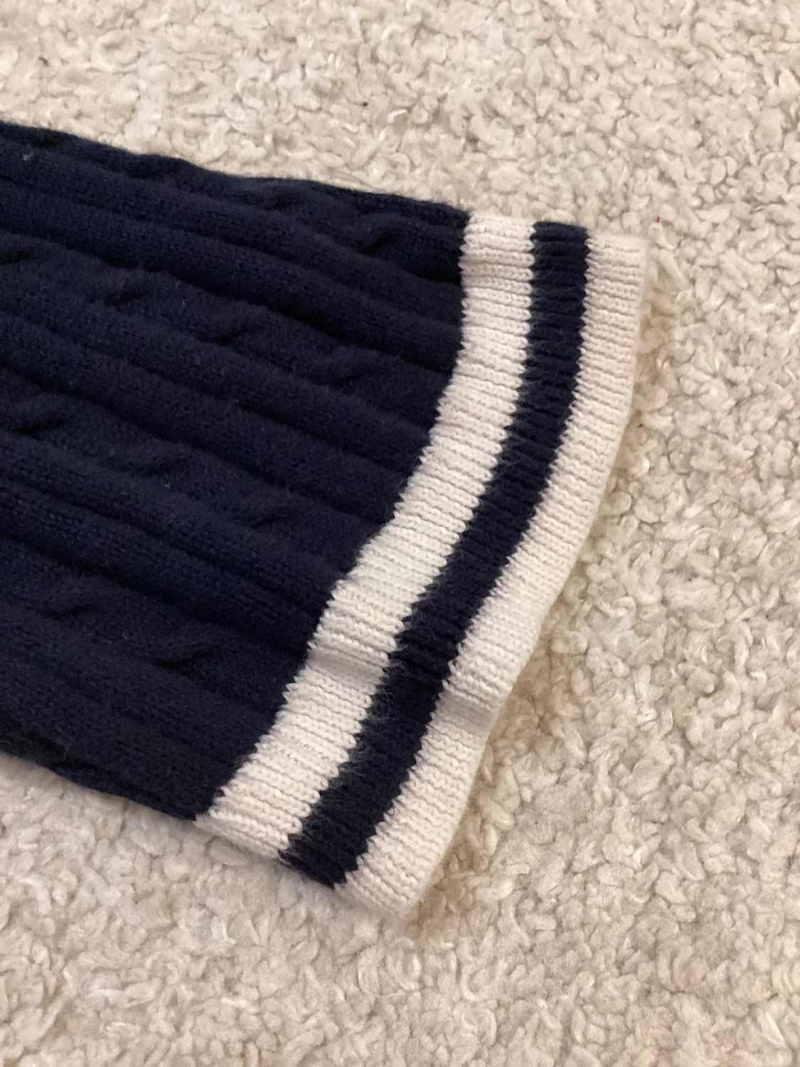 Cardigan Chaps Femme Câblé - Marine & Blanc - Col V - Taille L